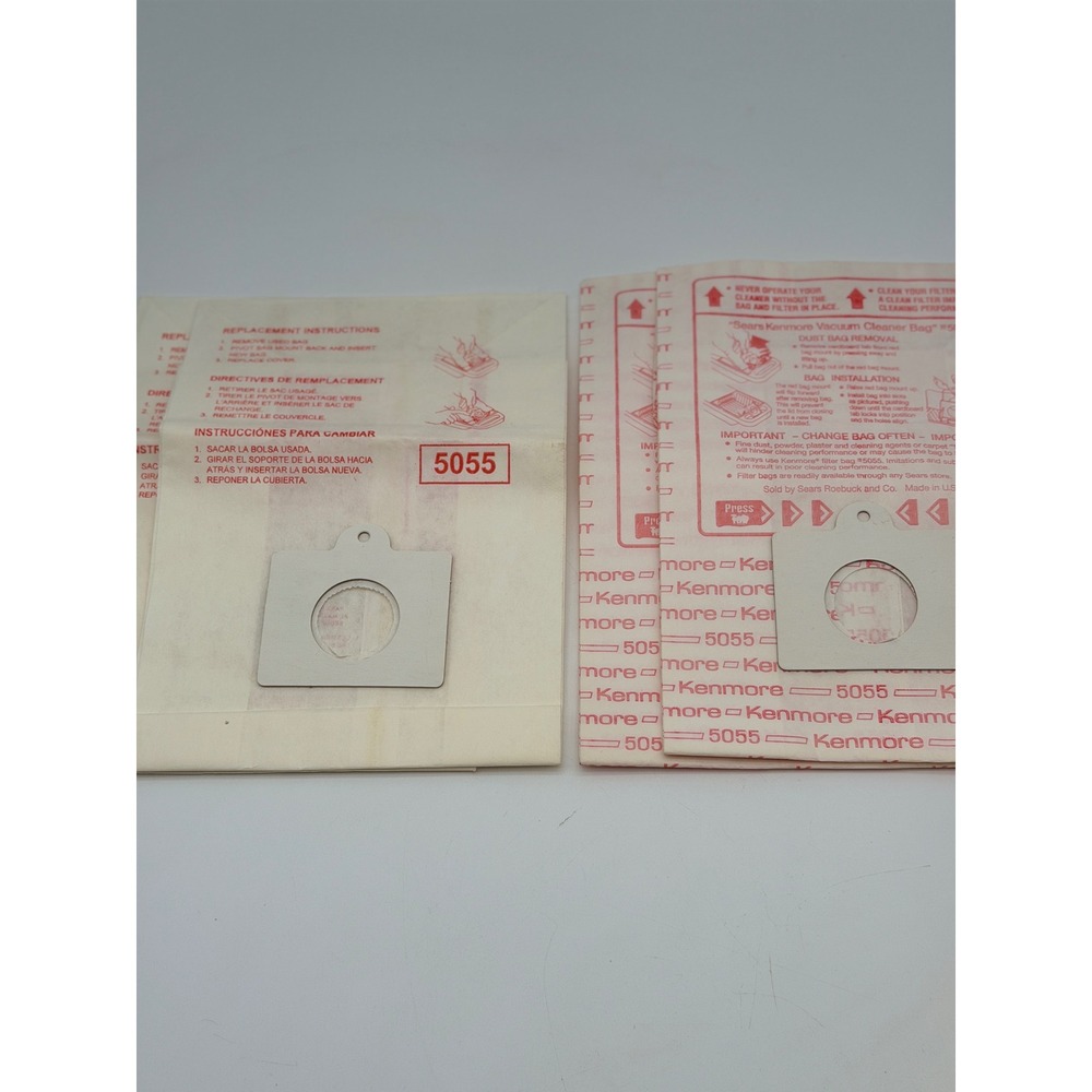Kenmore 5055 Canister Vacuum Cleaner Bags Lot of 4 White Red Made in USA